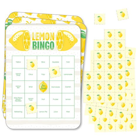So Fresh Lemon Bingo Cards And Markers Citrus Lemonade Party