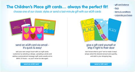 Present this card to the cashier at the time of purchase and the available balance will be applied to your purchase (this actual card must be present; Children's Place gift cards!!!! If you get gift cards for ...