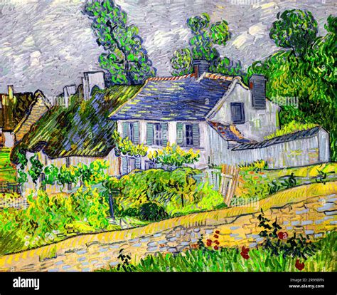 Vincent Van Goghs Houses At Auvers Famous Landscape Painting Original