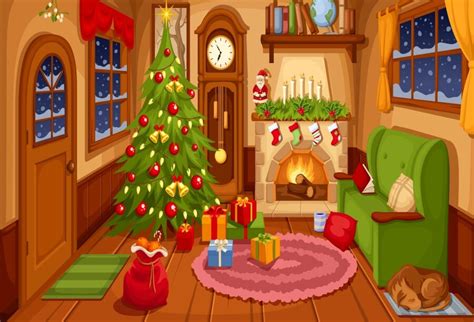 Christmas Photography Backdrops Cartoon Christmas House Background Sale