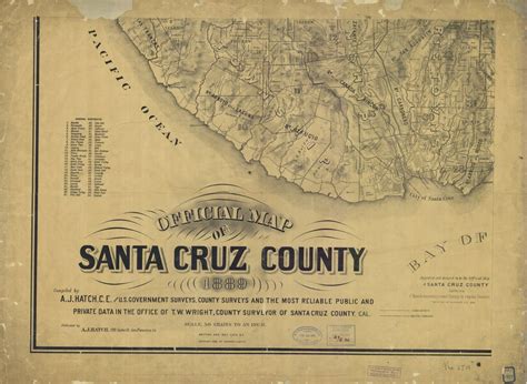 Print Of Official Map Of Santa Cruz County Poster On Vintage Visualizations
