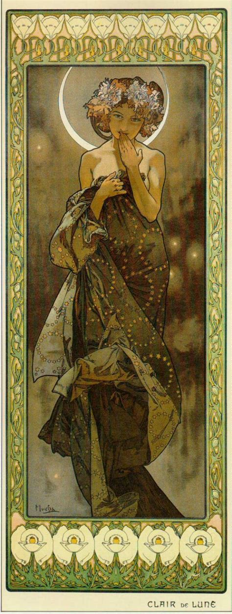 Alfons Mucha Moon From The Series Moon And Stars Art Nouveau