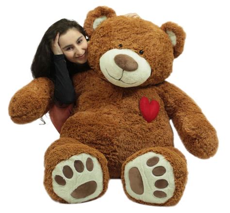 Big Plush Giant 5 Foot Teddy Bear With Heart On Chest Honey Etsy