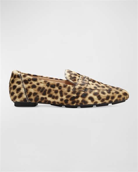 Stuart Weitzman Jet Leopard Fur Penny Loafers Neiman Marcus