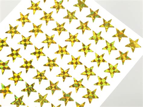 Mini Gold Star Stickers 15mm Yellow Hologram Sticky Tags