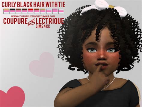 Lana Cc Finds Curly Black Hair With Tie Sims 4 Black Hair Toddler