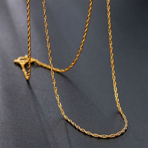 Pure 999 24k Yellow Gold Chain Women 12mm Hinge Link Necklace 157