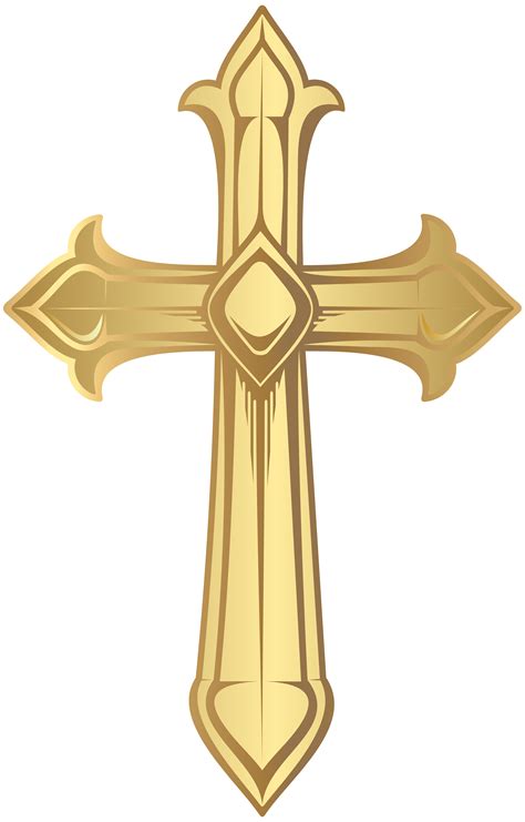 Golden Cross Png Golden Crucifix Clipart Large Size Png Image Pikpng