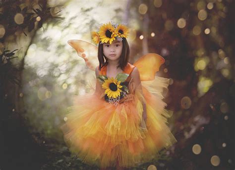 Sunflower Fairy Costume Girls Fairy Dress Woodland Fairy Fairy