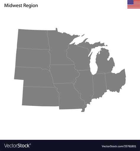 High Quality Map Midwest Region United Royalty Free Vector