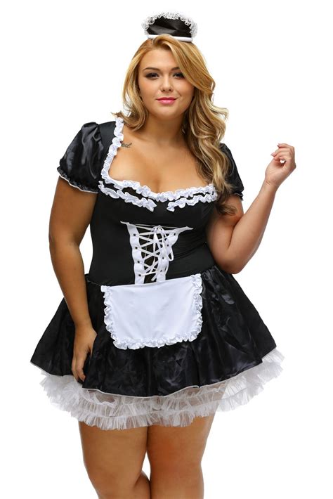 Late Nite Maid Outift Plus Size French Maid Costume Halloween Plus