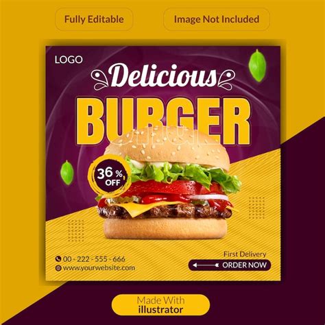 Premium Vector Delicious Burger Banner Design Template