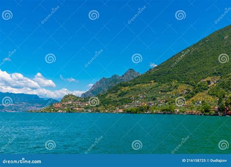 Marone Village At Iseo Lake In Italy Stock Image Image Of Nature