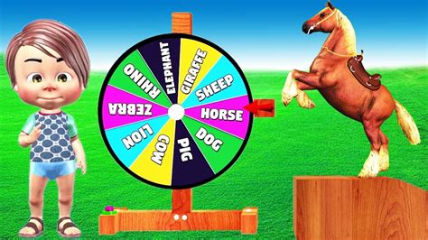 Spinning Wheel Game For Kids Learn Wild And Domestic Animals Surprise