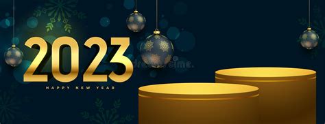 New Year 2023 Occasion Banner With 3d Podium Platform Stock Vector