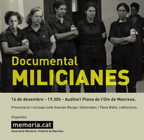 Divendres 14 Projecció Del Documental “milicianes” Memoriacat