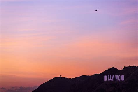 America Evening Sky Helicopter Hill Hollywood Hollywood Hills La