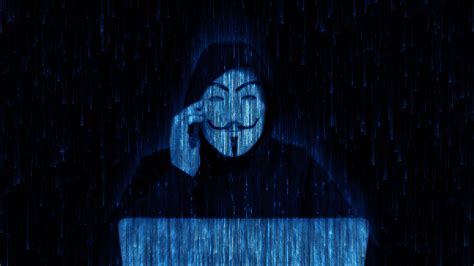 Download Wallpaper 3840x2160 Anonymous Hacker Mask Laptop Dark 4k