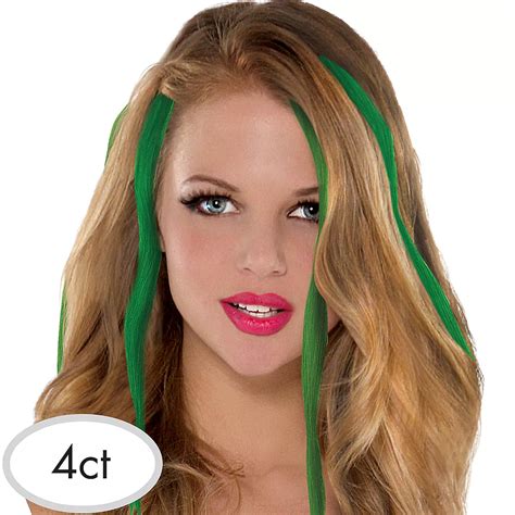 St Patricks Day Green Hair Extensions 4ct Party City