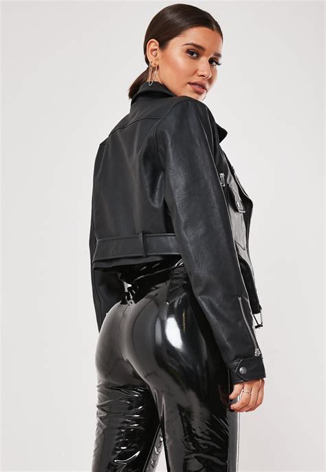 Premium Black Faux Leather Crop Biker Jacket Missguided Australia