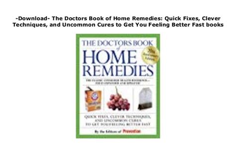 Download The Doctors Book Of Home Remedies Quick Fixes Clever Tec
