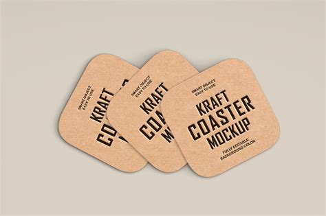 Free Kraft Coaster Mockup Mockuptree