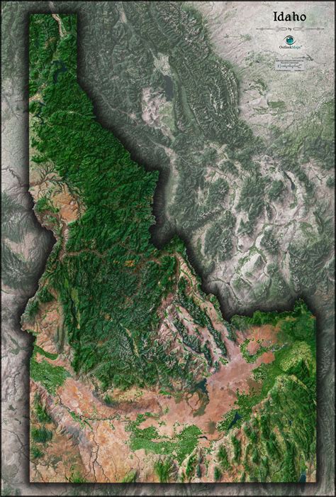 Idaho Satellite Wall Map By Outlook Maps Mapsales