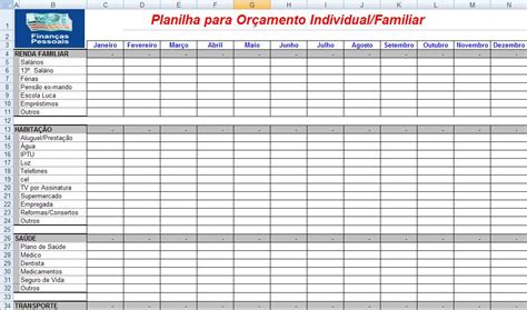 Planilha De Orcamento Familiar Planejamento De Custos Tudo Excel Images