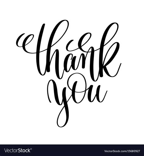 Thank You Black And White Handwritten Lettering Vector Image