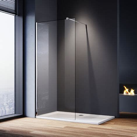 ELEGANT 760mm Walk In Shower Screen Glass Panel 1100x760mm Shower