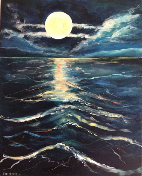 Moons Reflection By Sue Burton Paintings For Sale Bluethumb