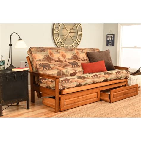 This one is more elegant and classy accents. Albany Futon with storage in Barbados Finish, Multiple ...