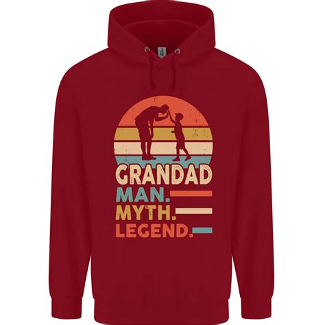 Grandad Man Myth Legend Funny Fathers Day Mens 80% Cotton Hoodie | eBay