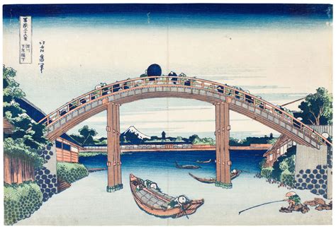 Katsushika Hokusai 1760 1849 Under The Mannen Bridge At Fukagawa