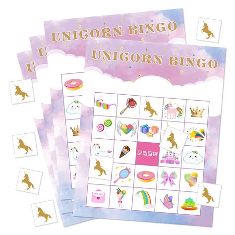 Buy Fepito Unicorn Bingo Game Unicorn Party Supplies Unicorn Bingo