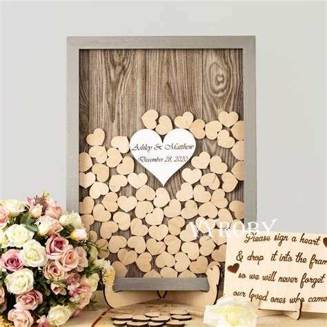 Guest Book Wedding Alternative Wood Wooden Wedding Heart Guest Etsy