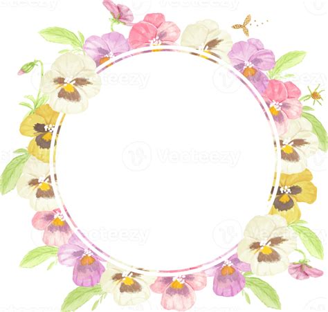 Free Watercolor Pansy Flower Bouquet Wreath Frame 13490193 Png With