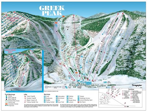 Ōu sanmyaku is north of 泥炭地. Greek Peak Ski Resort Trail Map • Piste Map • Panoramic ...