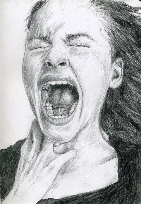 Screaming Woman Sketch Emotional Art Scream Art Dark Art Drawings
