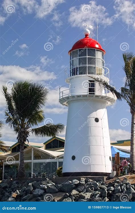 Historic Pine Island Lighthouse At Mackay Marina Editorial Stock Photo