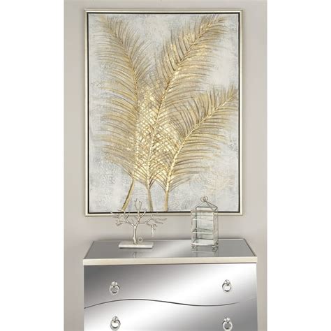 Cosmoliving By Cosmopolitan Glam Style Metallic Gold Leaf Palm Fronds