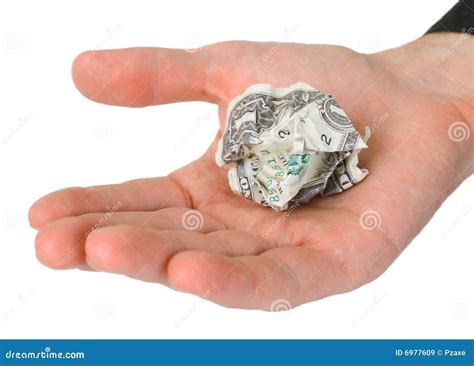 Male Hand Holding Crumpled Dollar Stock Image Image Of Currency