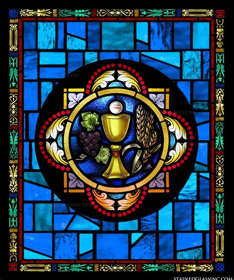 Eucharist Symbol Religious Stained Glass Window