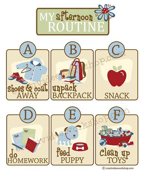 Printable Childrens Afternoon Routine Chart Toddler Etsy Routine