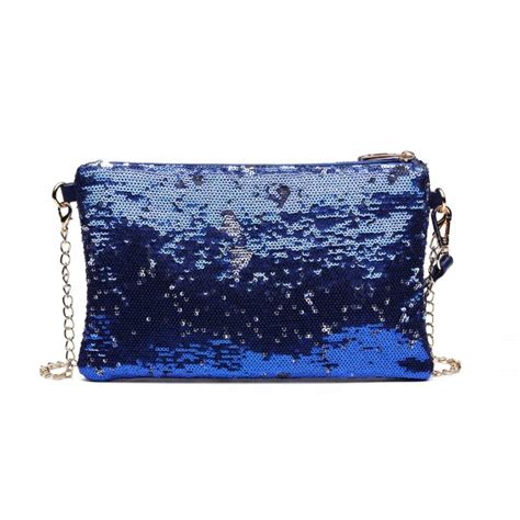 Lh1765 Ny Miss Lulu Sequins Clutch Evening Bag Navy