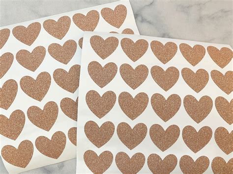 50 Gold Glitter Heart Stickers 1 Inch Etsy
