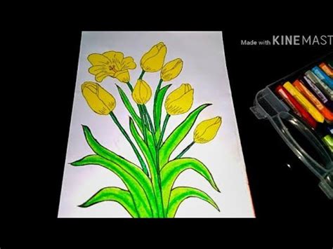 BELAJAR MENGGAMBAR #25 / Menggambar Bunga /Tulip Kuning / Sederhana ...