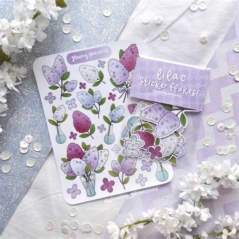 Lilac Stickers Sheet And Flake Set Etsy