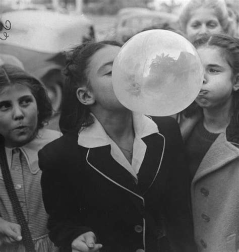 Bob Landry A Young Girl Blowing A Large Bubble Gum Bubble 1946 Chewing Gum Vintage