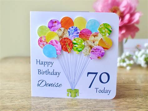 70th Birthday Card Personalised Age 70 Birthday Balloons Etsy